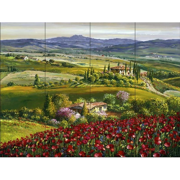 Kitchen backsplash//Bathroom shower Ceramic Tile Mural by Sam Park//Soho Editions Tuscany Villa